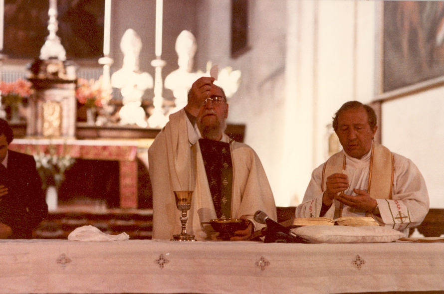 Padre Romano Scalfi insieme a Don Luigi Giussani